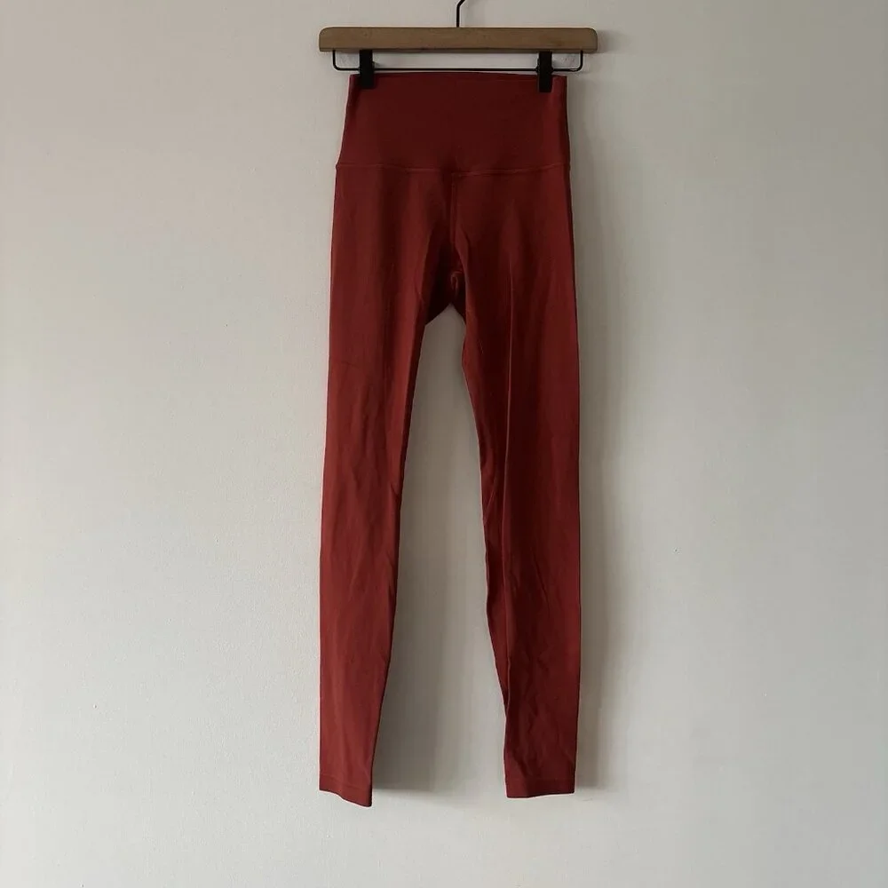 Lululemon‎ Align Pant Full Women's Sz 4 Orange Yoga Athleisure W5BOBS PILLING